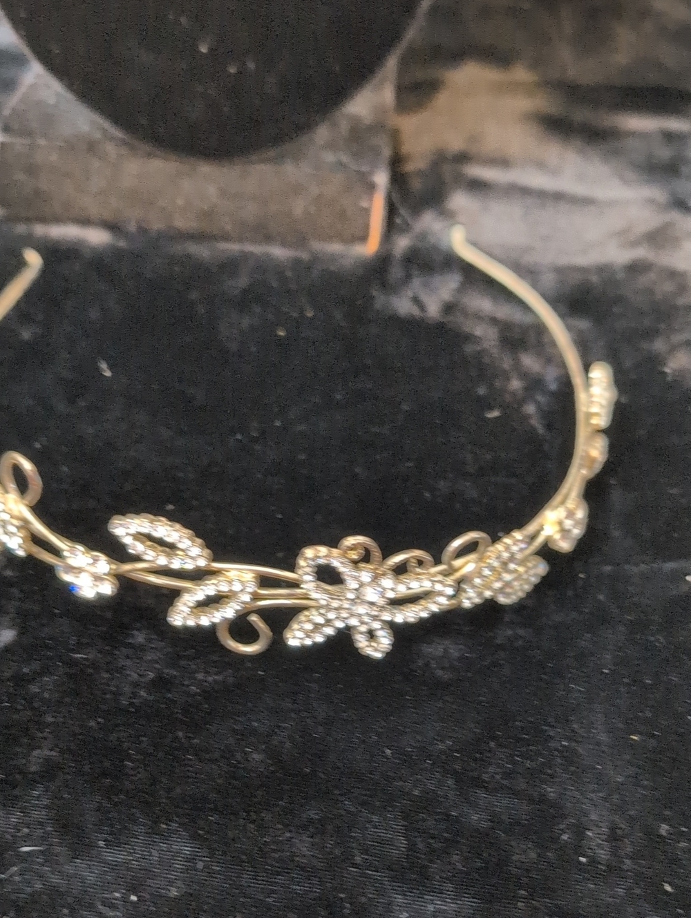 Source Unknown Gold Crystal Leaf Vine Headband
